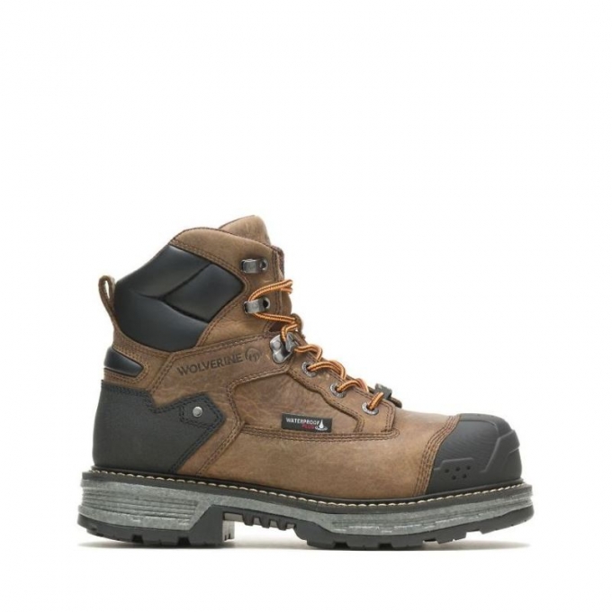 WOLVERINE CANADA MEN'S HELLCAT ULTRASPRING HEAVY DUTY 6" CARBONMAX WORK BOOT-Brown