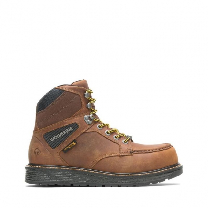 WOLVERINE CANADA MEN'S HELLCAT ULTRASPRING MOC TOE WEDGE 6" WORK BOOT-Tobacco