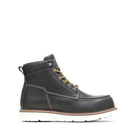 WOLVERINE CANADA MEN'S I-90 DURASHOCKS MOC-TOE 6" WORK BOOT-Black/White