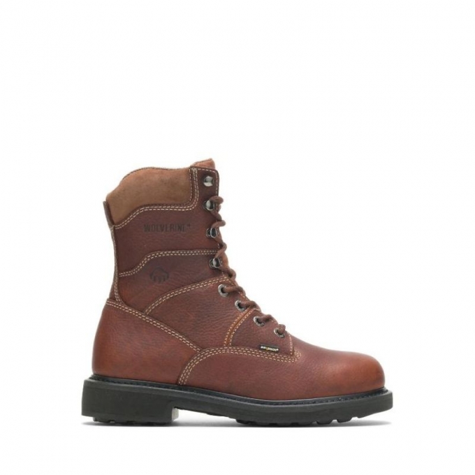 WOLVERINE CANADA MEN'S TREMOR DURASHOCKS 8" WORK BOOT- Brown