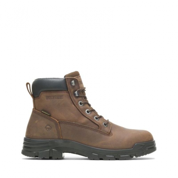 WOLVERINE CANADA MEN'S CHAINHAND WATERPROOF 6" BOOT-Brown